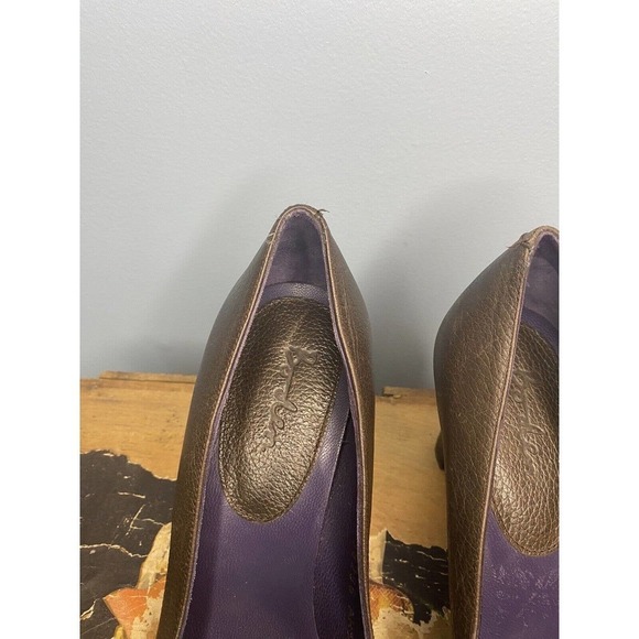 Boden Leather Pebbled High Heel Pumps Made in Spain Brown EU Size 38 = US Size 7 - Picture 3 of 8